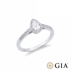 Solitaire ring with diamond pear cut 0.30ct GIA in white gold 18k