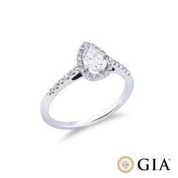 Ring with diamond pear cut 0.70 ct GIA in 18k white gold