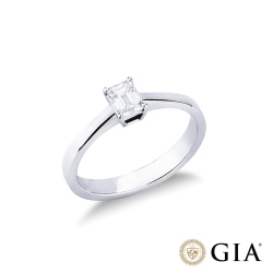 Ring mit Diamant Smaragdschliff 0.50 kt GIA Weißgold 18K