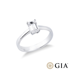 Solitaire ring with diamond emerald cut 1.00ct GIA in white gold 18k