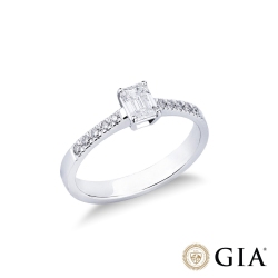 Bague taille émeraude 0,50 ct GIA or blanc 18k