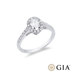 Antragsring mit Diamant Ovalschliff 0.50 kt GIA aus Weißgold 18K