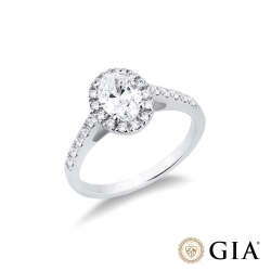 Verlobungsring mit Diamant Ovalschliff 1.00 Karat GIA aus Weißgold 18K