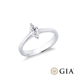 Bague solitaire Or Blanc 18k avec diamant marquise GIA 0.50 ct