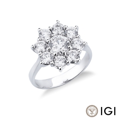 750 white gold diamond flower ring