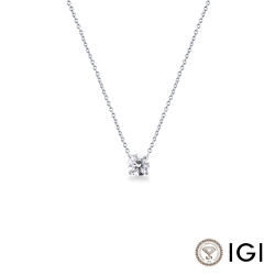 Collier Or Blanc 18k avec diamant central brillant IGI 1.00 ct