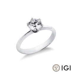 Anillo solitario diamante ct. 1,00 oro blanco 18k