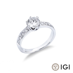 Verlobungsring Solitärring aus 18K Weißgold mit Diamanten 1 Karat