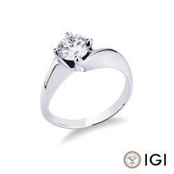 Solitaire en or blanc 750 avec brillant 0.90 ct 