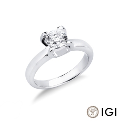 Bague solitaire ligne classique en or blanc 18 carats avec diamant 1 ct