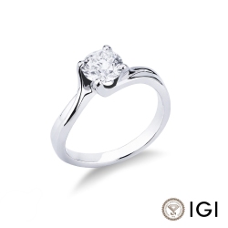Anillo solitario de mujer en oro blanco 18k con diamante 1.00 ct