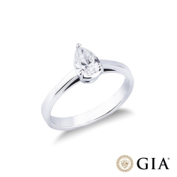 Bague avec diamant taille goutte 0,50 ct GIA en or blanc 18k