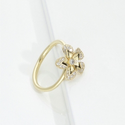 Anillo Flor Oro Amarillo 18k con Diamantes