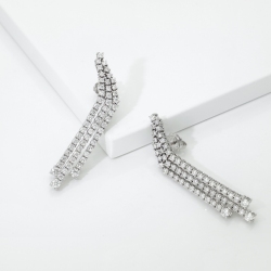 Boucles d’oreilles tennis Or Blanc 18k 3 rangs diamants
