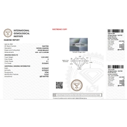 Diamante Certificato IGI   CT 0,30  D   SI 1 2