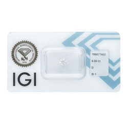 Diamante Certificato IGI   CT 0,30  D   SI 1