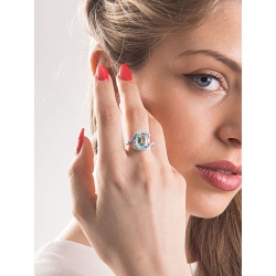 Aquamarin und Diamantring Weißgold 750 2