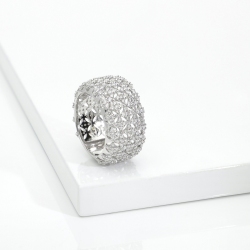Bague bandeau or blanc 18k diamants taille brillant