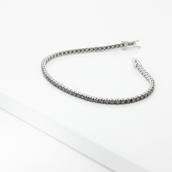 Pulsera tennis de oro blanco 18k con diamantes negros