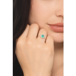 ANELLO CONTORNO CON 16BRILLANTI E SMERALDO TAGLIO OVALE MM6X5 2