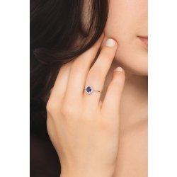 Diamond and blue sapphire ring in white gold 18k 2