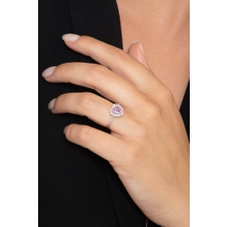 Bague coeur or blanc 18k avec saphir rose et diamants 2