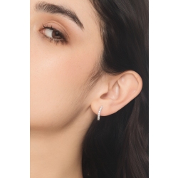 Créoles Sinueuses en Or Blanc 18k et Diamants Taille Brillant 2