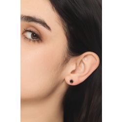 Pendiente individual oro blanco 18k y diamante negro 2