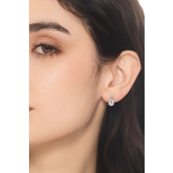 Pendientes de boton de oro blanco de 18k con aguamarina y diamante 2