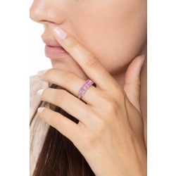 Ring with diamonds and pink sapphires in white gold 18k 2