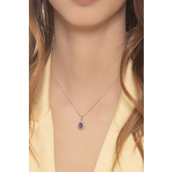 Necklace in white gold 18k with amethyst and diamonds  2