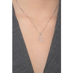 Weißgold-Kette mit Buchstabe N aus Diamanten  2
