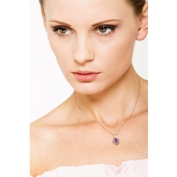 Collar con amatista y diamantes oro blanco 18k  2