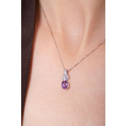 Collar de mujer en oro blanco de 18k con amatista y diamantes 2