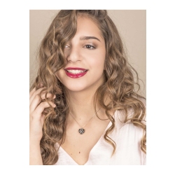 Collana in oro bianco 18k con cuore in pavé brunito di diamanti neri e bianchi 2