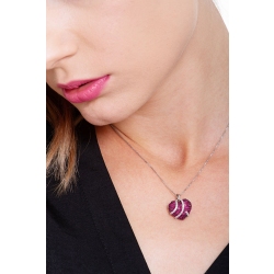 Collier cœur or blanc 18k rubis et diamants 2