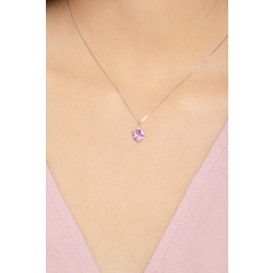 Pendant with pink sapphire and one diamond 2