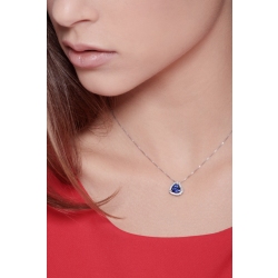 Collar de Oro Blanco de 18k de Zafiro Azul y diamantes 2