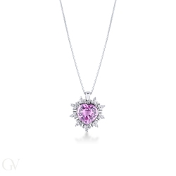 Pink Sapphire necklace with diamonds 