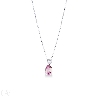 18k white gold necklace with pink sapphire pear cut and diamond