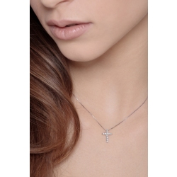 Collier croix en or blanc 18k serti de diamants 2