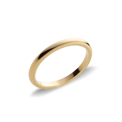 Thin french type wedding ring in 18k yellow gold