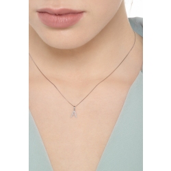White gold necklace with A letter in diamonds 2