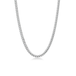 Collier groumette plat en or blanc 18k, 60 cm