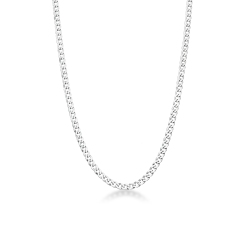 Collana a maglia groumette piatta in oro bianco 18k, cm 60.