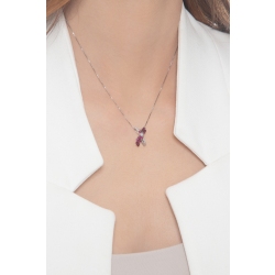 Collier en or blanc 18 carats croisé orné de rubis et diamants 2