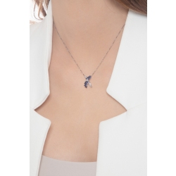 Necklace with fancy twisted pendant with blue sapphires and diamonds 2