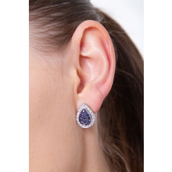 Drop shape stud earrings with diamonds and sapphires  2