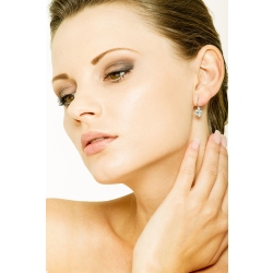 Pendientes oro blanco 18kt con corazones de aguamarina y diamantes  2