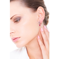 White gold 18k earrings with rubies pear cut and diamonds  2